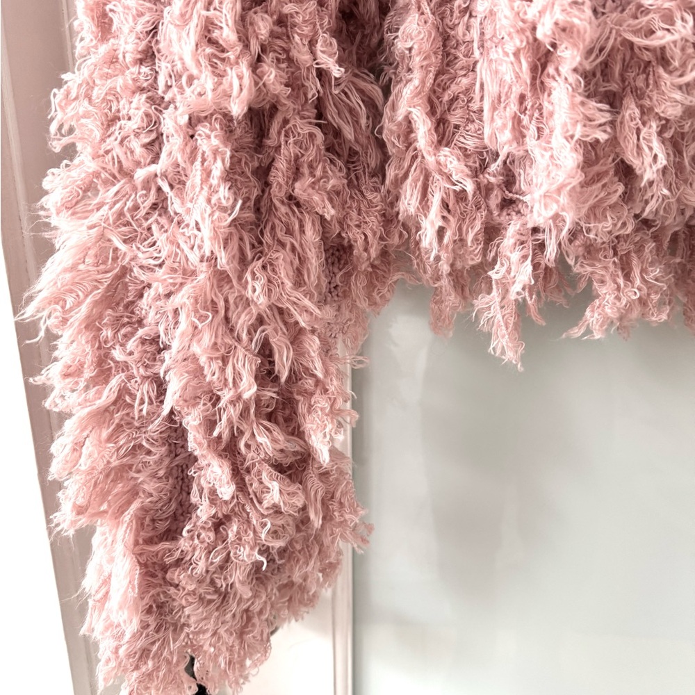 Anthropologie NWT Bubble Textured Sweater Jacket Sz L Pink Rose 2 way Zip BOHO - Picture 4 of 14